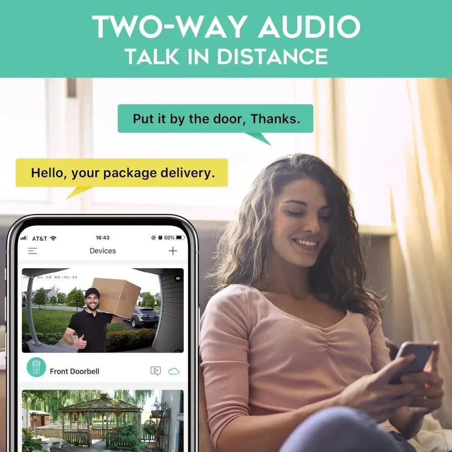 Rovikshop.de Intelligente kabellose 2K-HD-Türklingel (unterstützt Alexa, Google)